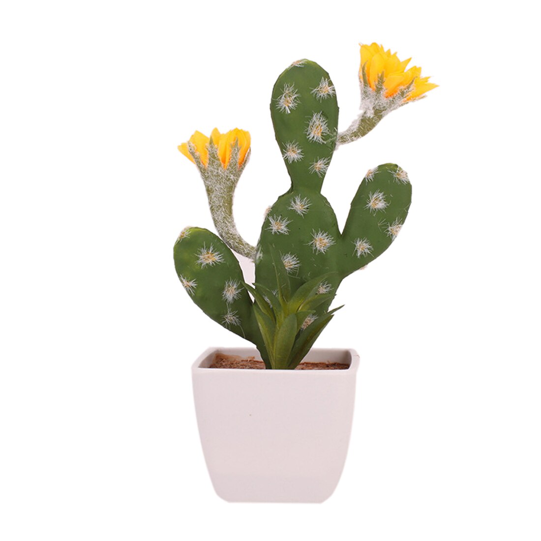 Plastic PU Artificial Cactus Succulents Prickly Pear Potted Plant no Pot Eco-Friendly Simulation Home Office Desktop Decoration: Yellow