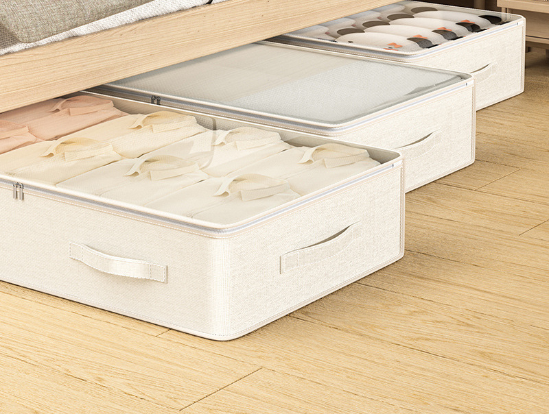 Underbed Storage Box Household Transparent Flat Drawer Style Clothes and Blankets Folding Storage Box Storage Box