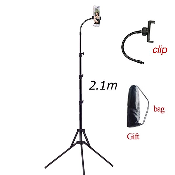 1.2/1.6/2.1m Portatile di Alluminio Del Telefono DSL Fotocamera abitare treppiede Supporto del basamento del Supporto del Treppiedi di Macchina Fotografica Digitale portato anello di luce per il iPhone: 2.1 m treppiedi 1