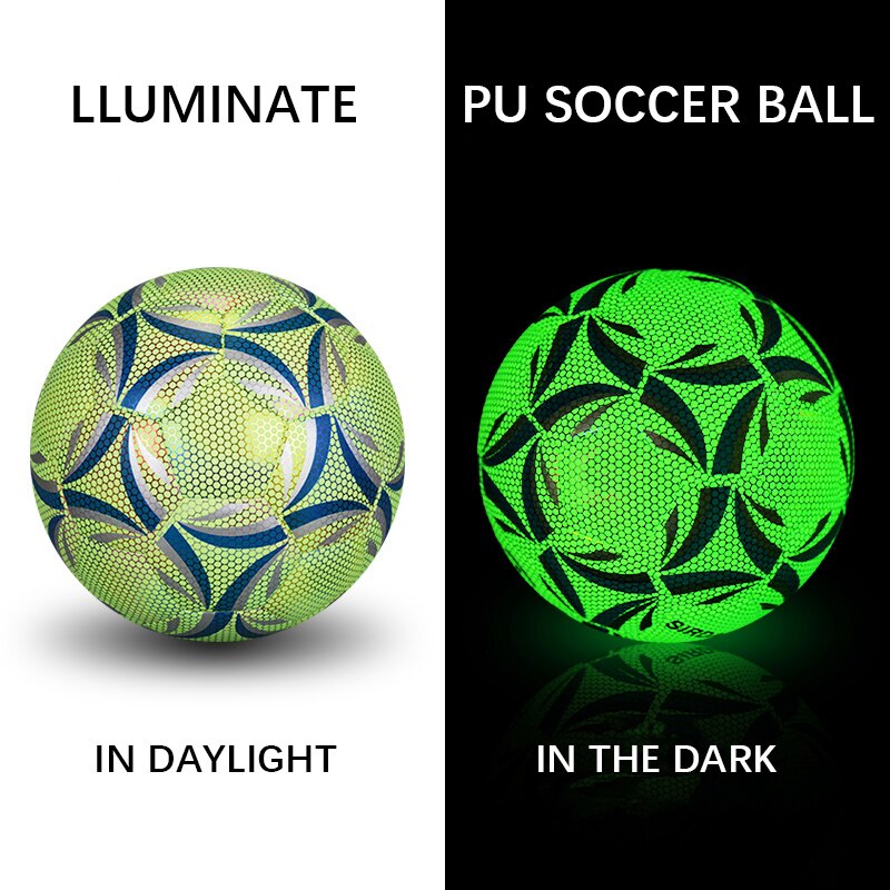 Glow In Dark Football Ball Soccer Size 5 4 Standard Practice Training Football Luminate Glowing Football balls PU Reflective