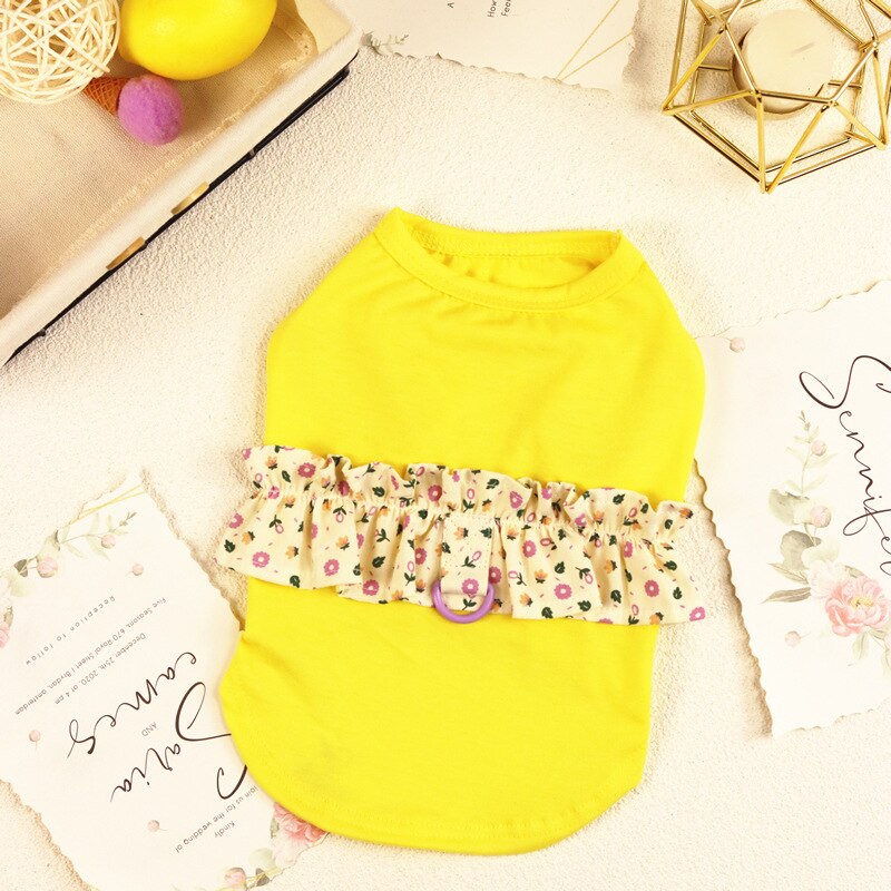 Hond Zomer Kleding Harnas Vest Kat Puppy Kleding Yorkie Yorkshire Terrier Pommeren Shih Tzu Maltezer Bichon Poedel Kostuums: Yellow / M