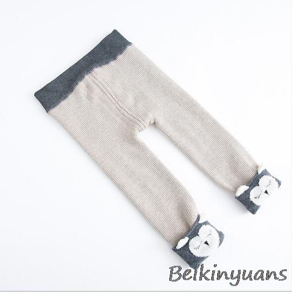 Høst og vinter barn en pluss fløyel varm baby baby leggings dyrehode dreiet bomull barn ni bukser: Uglehvete / S  (0 - 2 år gammel)