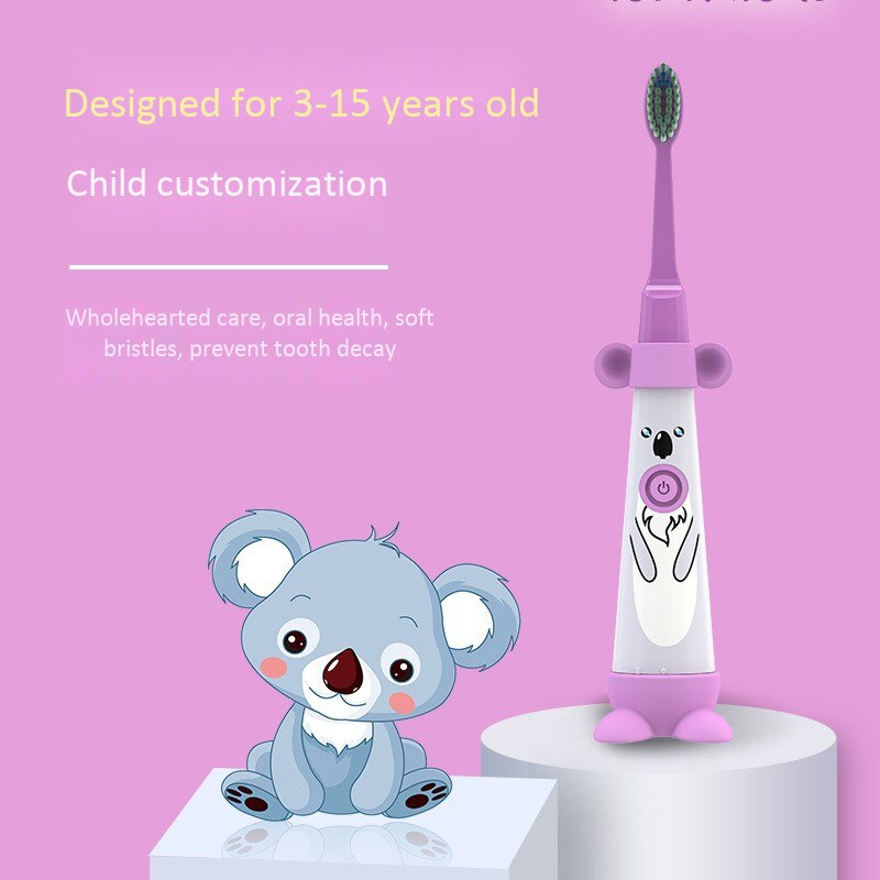 Kids Elektrische Tandenborstel Cartoon Patroon Dubbelzijdige Borstel Elektrische Tandenborstel Voor Kinderen Met 2Pcs Vervanging Hoofd