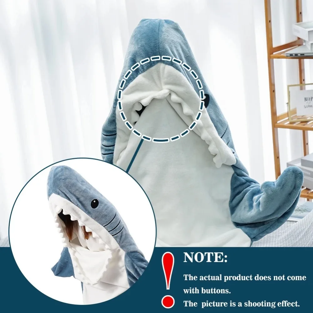 Pyjama à Capuche en Forme de Requin pour Adulte, Sac de Couchage et Amusant, Vêtement de Maison, Hiver