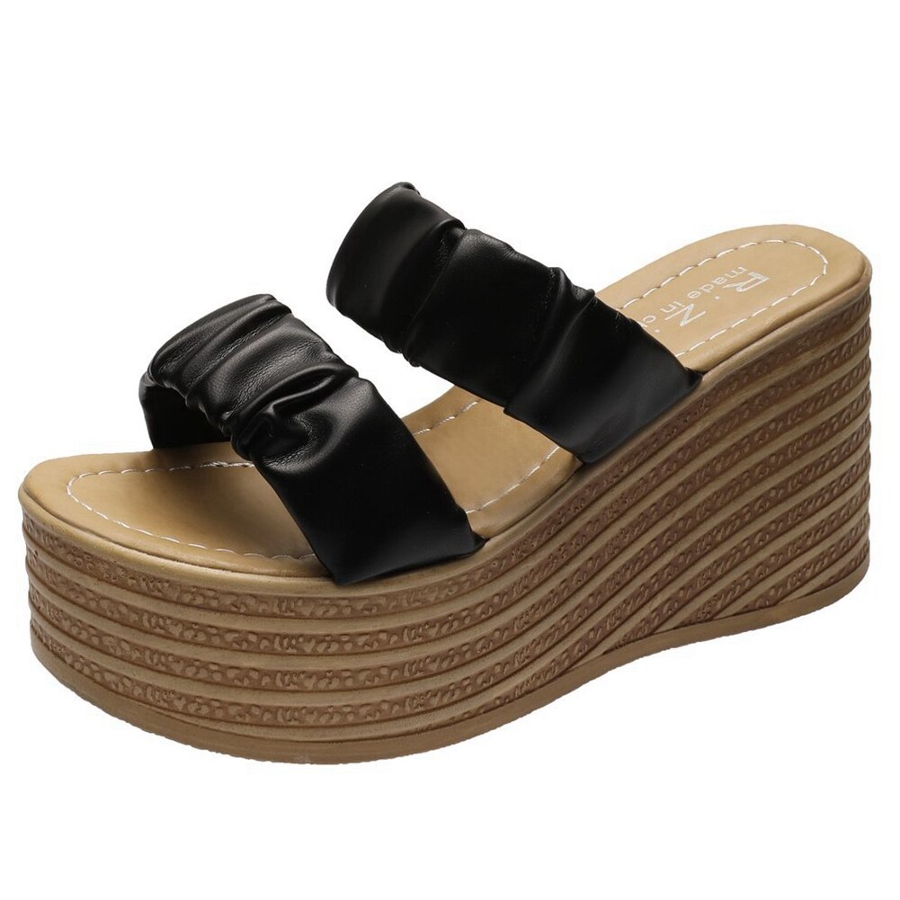 Karinluna kil högklackat sommar tofflor kvinna skor slip on platform ins skor dam tofflor