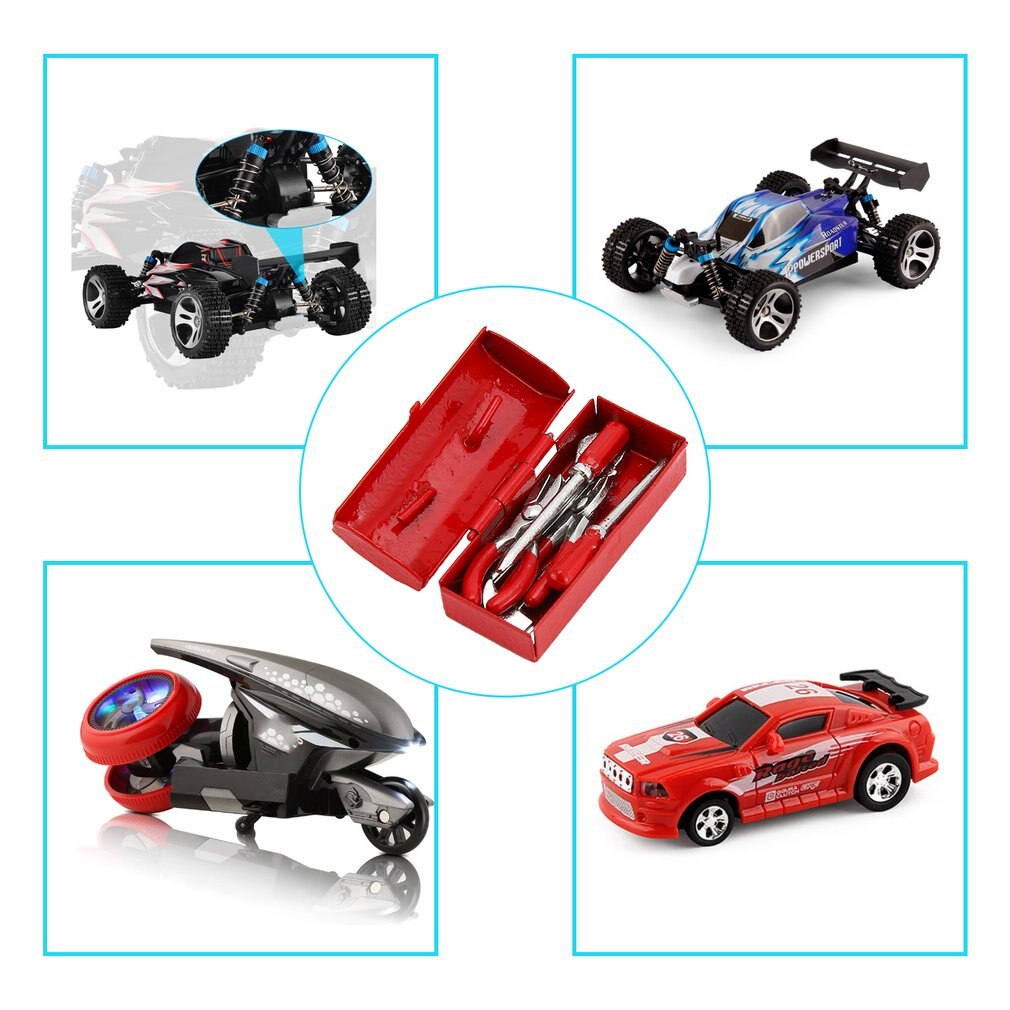 6Pcs Mini RC Decoration Tool Set Box Case Kit Accessories Part for 1/10 RC Car Crawler Axial SCX10 RC4WD D90 D110 TF2