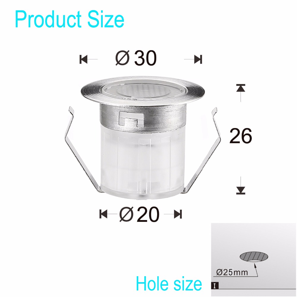 1X 30mm 12V IP67 Outdoor Terrace LED Deck Stair Step Rail Lights Waterproof Yard Garden Pathway Patio Landscape Lamp