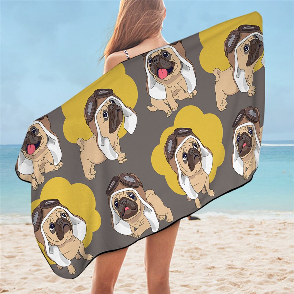 BeddingOutlet-Toalla de baño Hippie Pug para adulto, toalla de playa de microfibra con dibujos de animales, manta de Bulldog, 75x150cm: 7