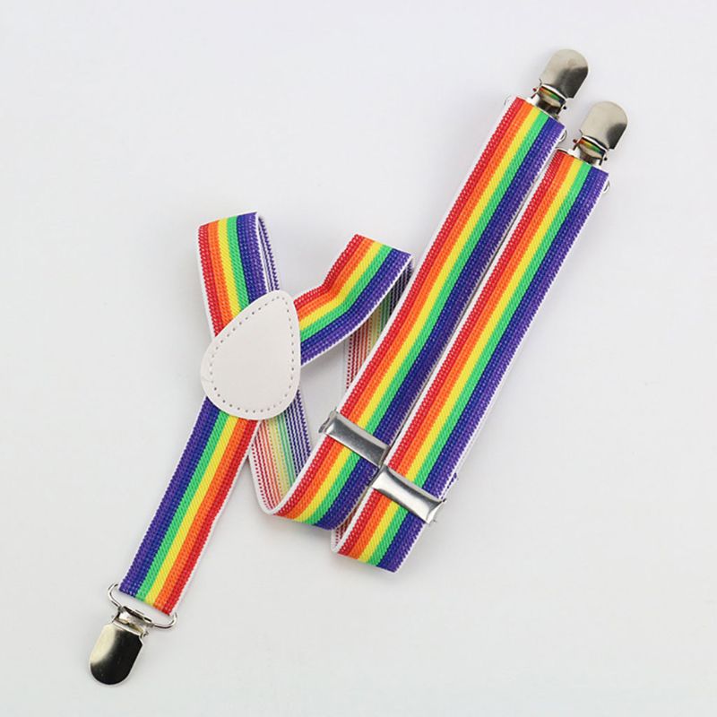 Tira de arcoíris para niños, cinturón de tirantes a rayas de colores, cinturones anticaída con hebilla