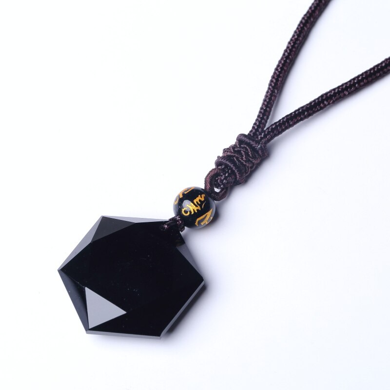 Obsidiaan Zes Awn Ster Hanger Ketting Sieraden Jade Fijne