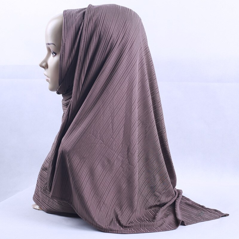 LINLING turquie femmes en mousseline de soie solide écharpe musulmane dames châles et enveloppes doux femme Hijab étoles tête sous-écharpes N488: C8