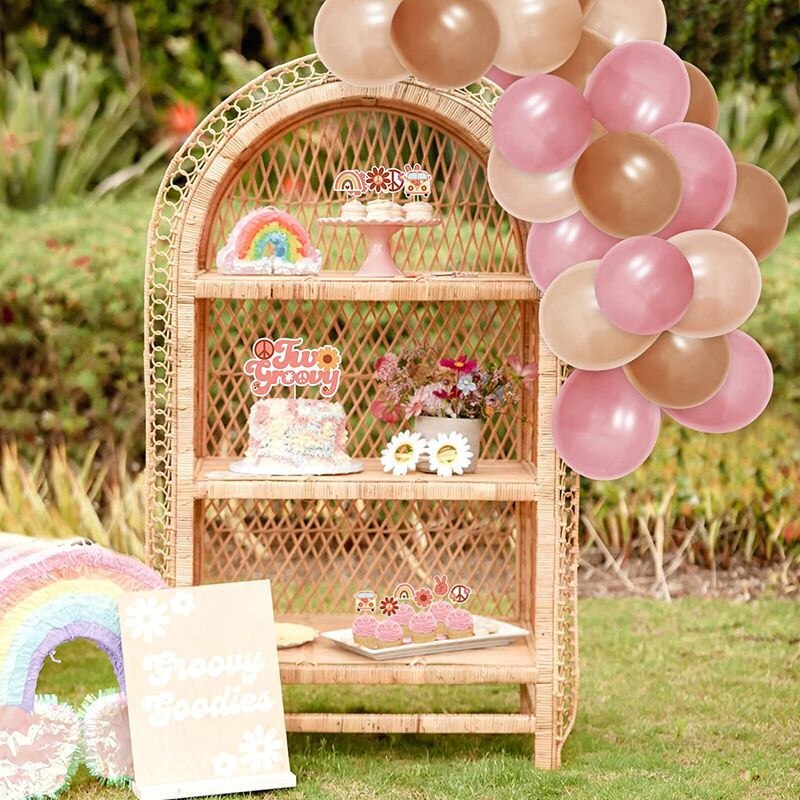 Baby Girl Boho Party Balloon Hippie Theme Birthday Cake Topper Two Groovy Party Garland
