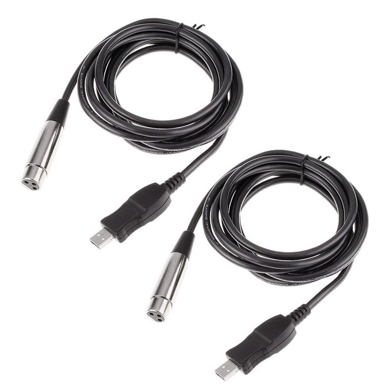 2X 3M USB Male to XLR Female Microphone USB MIC Link Cable: Default Title
