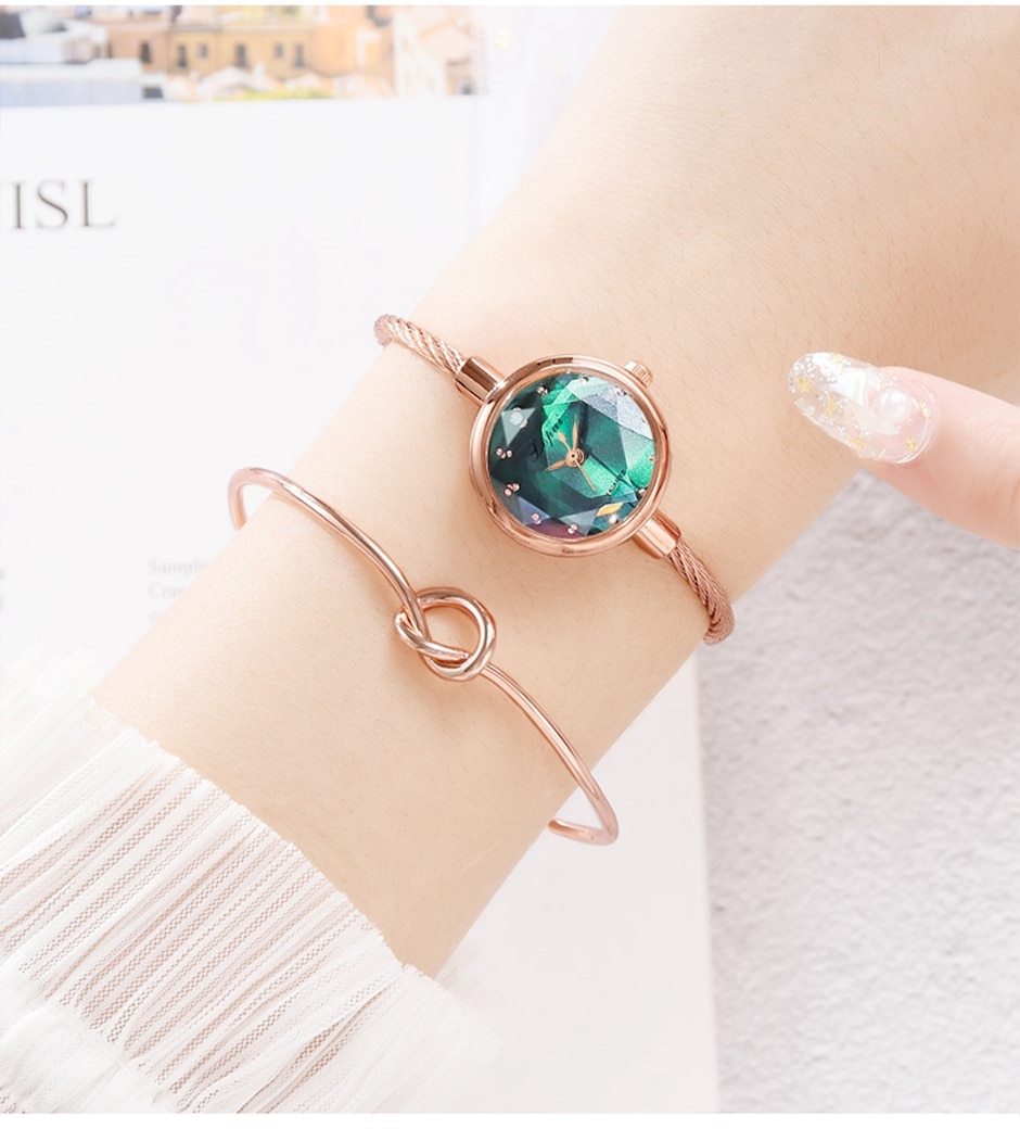 Lvpai Brand Ladies Watch Small Watch Rose Gold Bangle Bracelet Geometric Glass Surface Women Watches Dress Clock Relogio *A