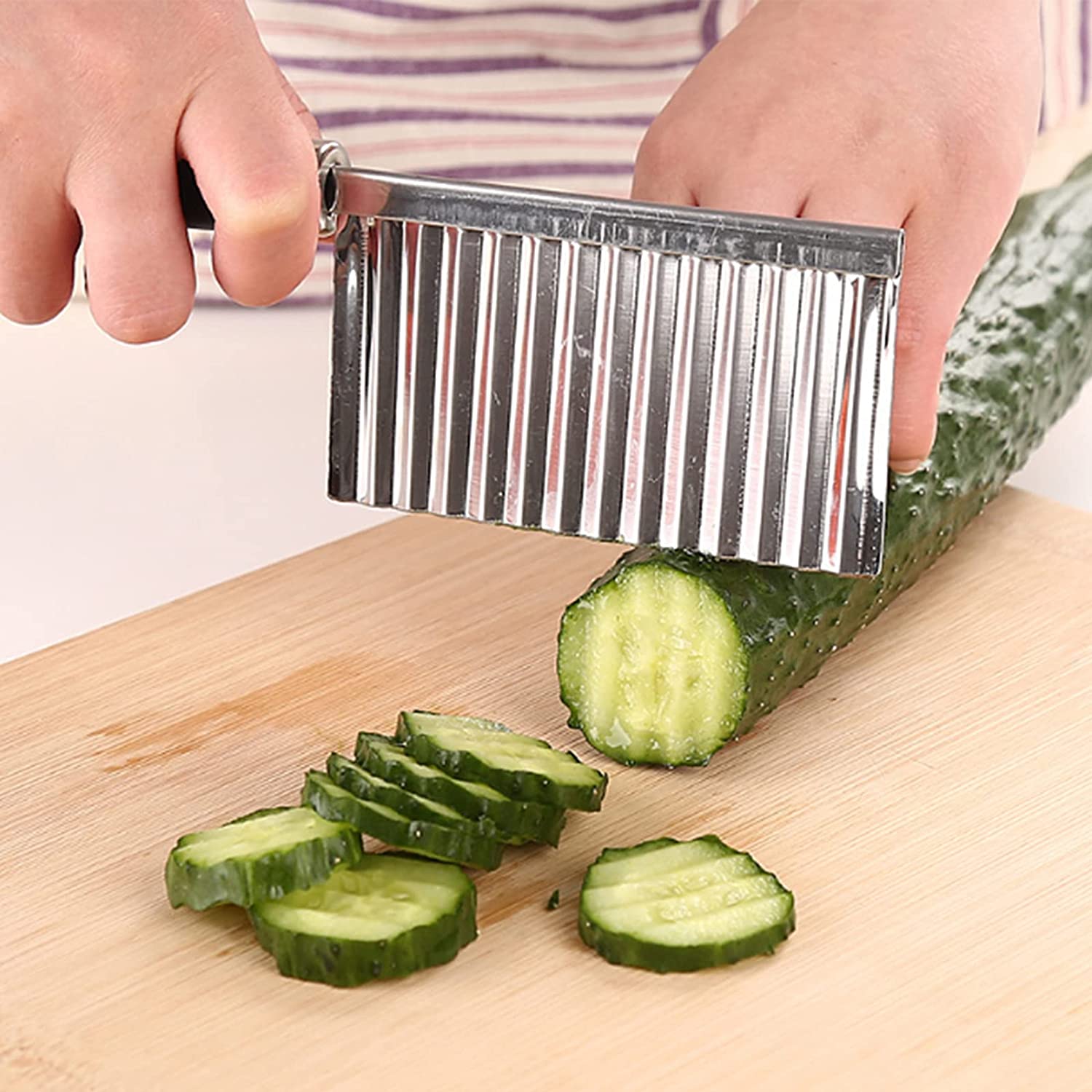 Crinkle Cutter Knife Fancy Wavy Cuts Stainless Steel for Potato Carrot Chip Vegetable French Fry Chopper Wave Slicer Accessories