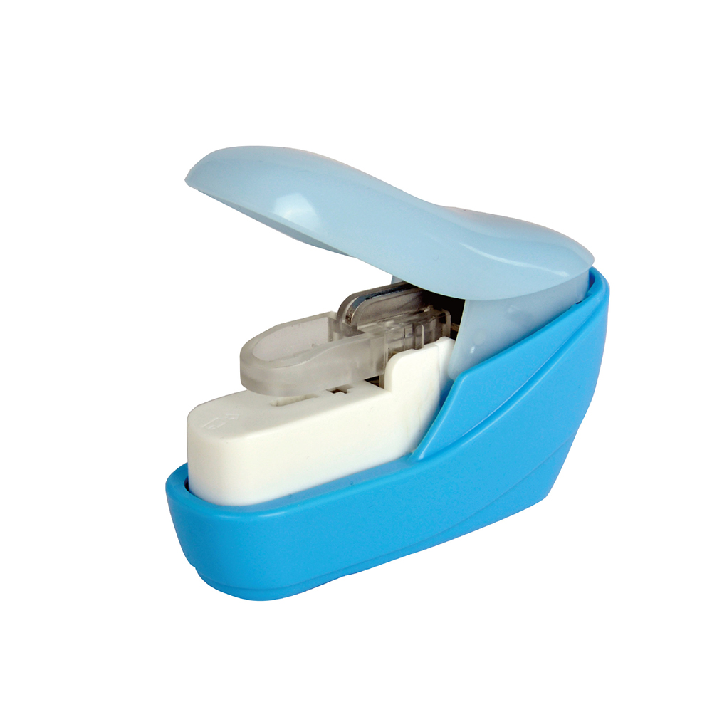 1Pcs No Nails No Staples Stapling Machine Mini Cute Book Stapleless Stapler Paper Stapling Stapler Without Staple Stapler: Blue