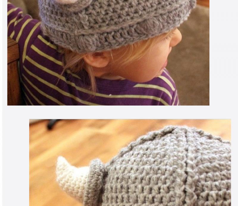 Winter Novelty Hat Handmade Crocheted Viking Warm Horns Hats Knitted Caps