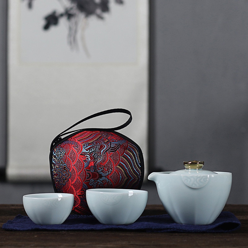 japanese ceramic tea cup Travel Include 1 Pot 2 Cup, gaiwan,Beautiful easy teapot kettle,kung fu teaset