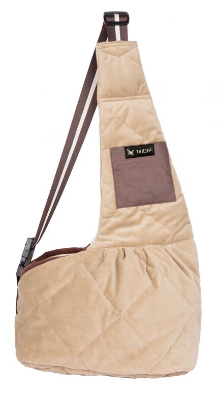 TAILUP Pet Dog Carrying Bag Mesh Cloth Puppy Chihuahua Yorkies Small Cat Slings Backpack: short plush beige / L