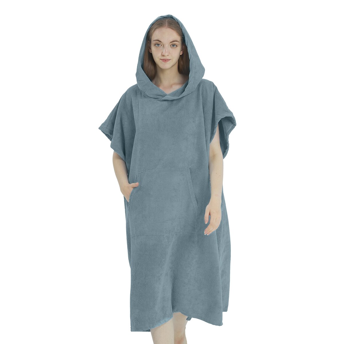 Surfen-Poncho, Handtuch-Poncho, schnell trocknendes Handtuch, Kapuzenpullover, Mikrofaser, Strandmantel, Wickelponcho, Badetuch, Strandponcho für Erwachsene: HIMMELBLAU