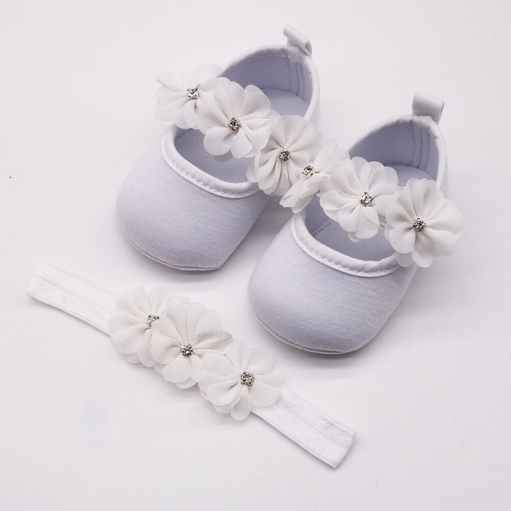 Dihope baby first walker sko børn piger baby party ballerina sko spædbarn 3d blomst rhinestone fritidssko: W / 0-6 måneder