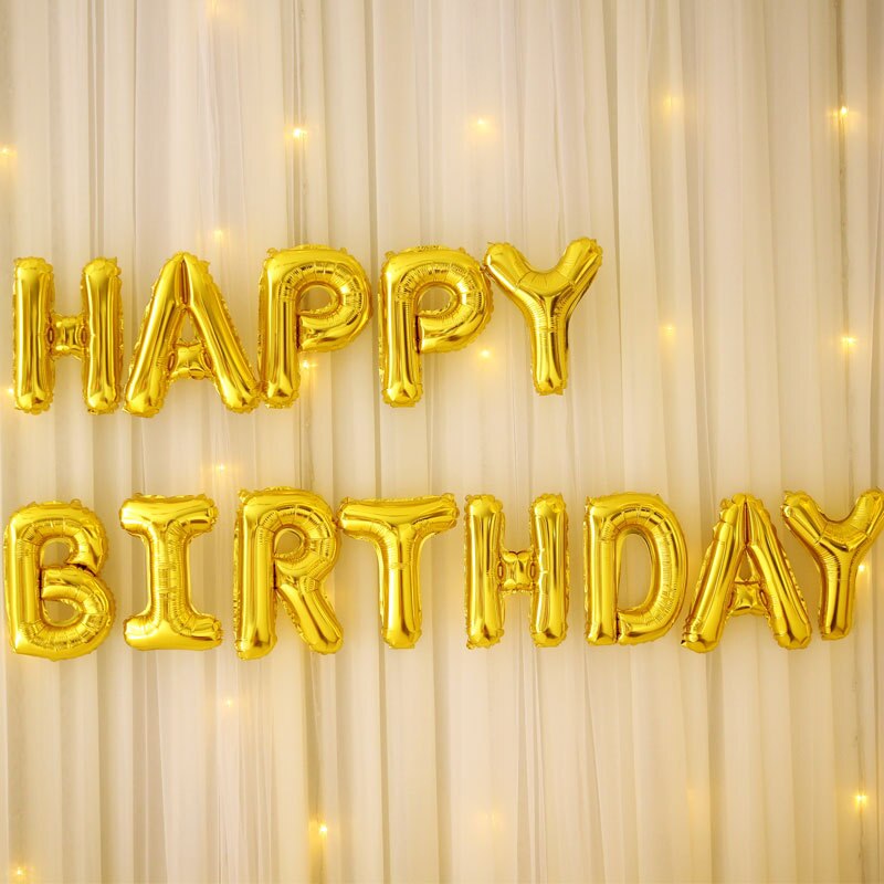 16 inches 13 stk / sæt tillykke med fødselsdagen rose guld sliver antal folieballoner store til fødselsdagsfest bryllupsdekoration