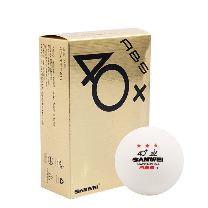 Balón de tenis de mesa SANWEI Gold 3-Star Plastic 40 +, aprobado por ITTF, Material ABS Poly Pelotas de Ping Pong,