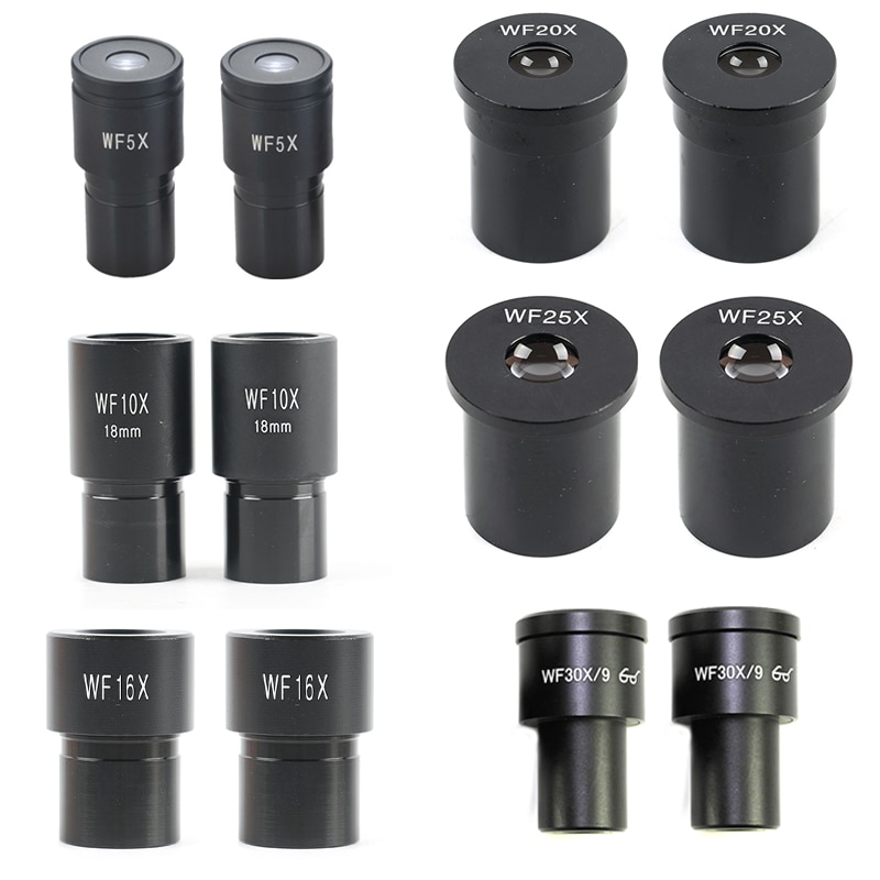 1 Pair Wide-angle Eyepiece WF5X 10X 16X 20X 25X 30X Microscopio Eyepiece 23.2mm Mount Size For Biological Stereo Microscope