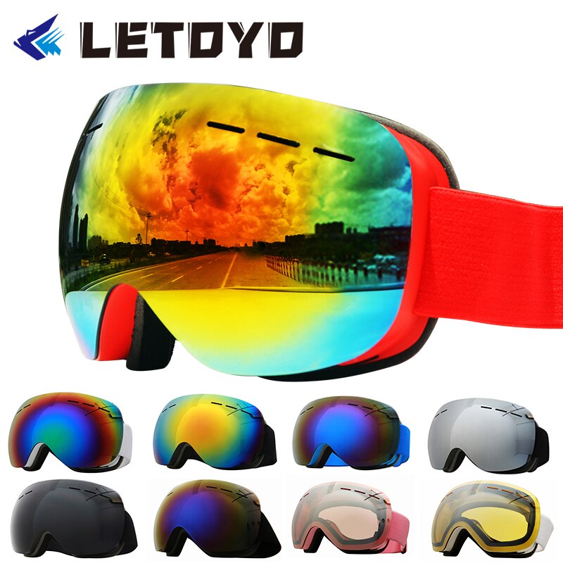Letoyo merk skibrillen dubbele lagen  uv400 anti-condens grote skibrillen skibrillen sneeuw mannen vrouwen snowboardbril masker