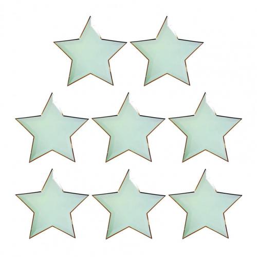 8Pcs/Set Disposable Paper Plate Star Shape Party Plates Bright-color Tableware for Wedding Picnic Birthday platos desechables: Mint Green