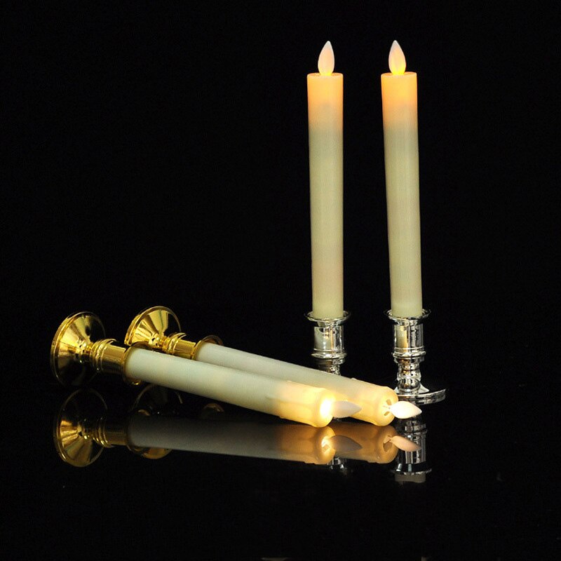 Pack of 2 Warm White Remote Led Swing Electronic Candles,Timer Battery Led Pillar Candles With Dancing Moving Flame,Base Include