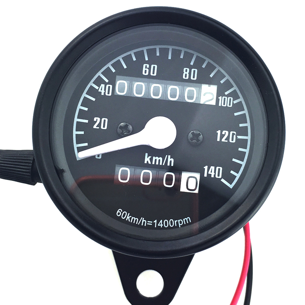 12V Universal Motorcycle Dual Odometer 0-140KMH Speedometer Gauge
