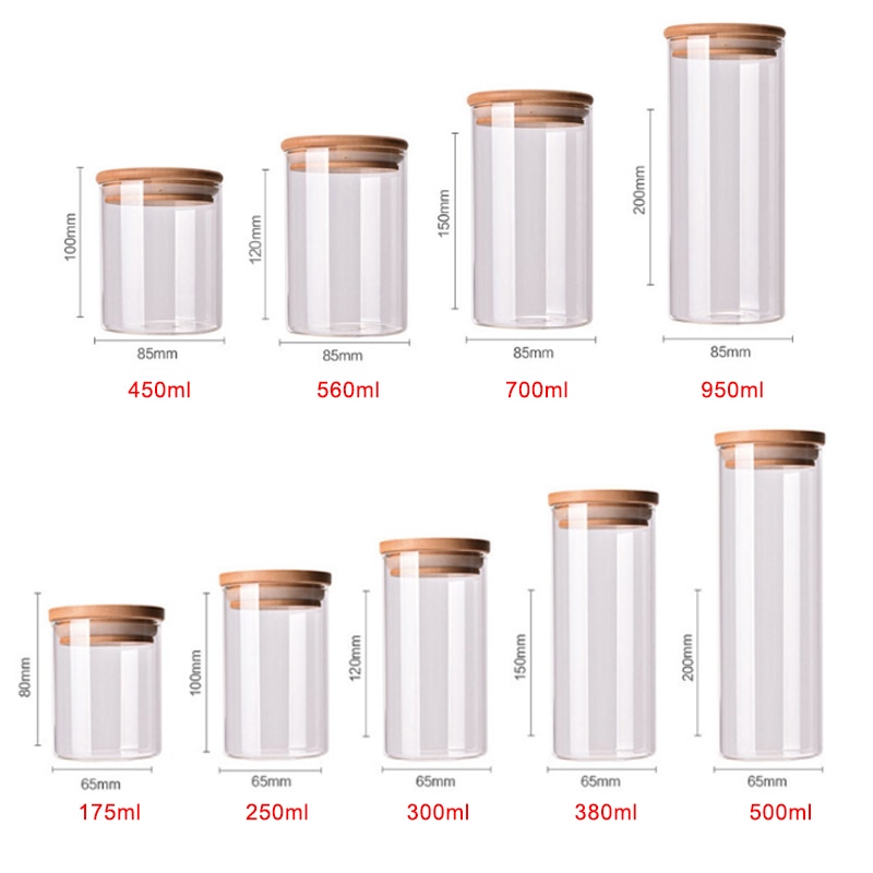 Pot à bonbons pour épices verre récipient Transparent bocaux en verre avec couvercles pot à biscuits pots de cuisine et couvercles petite taille