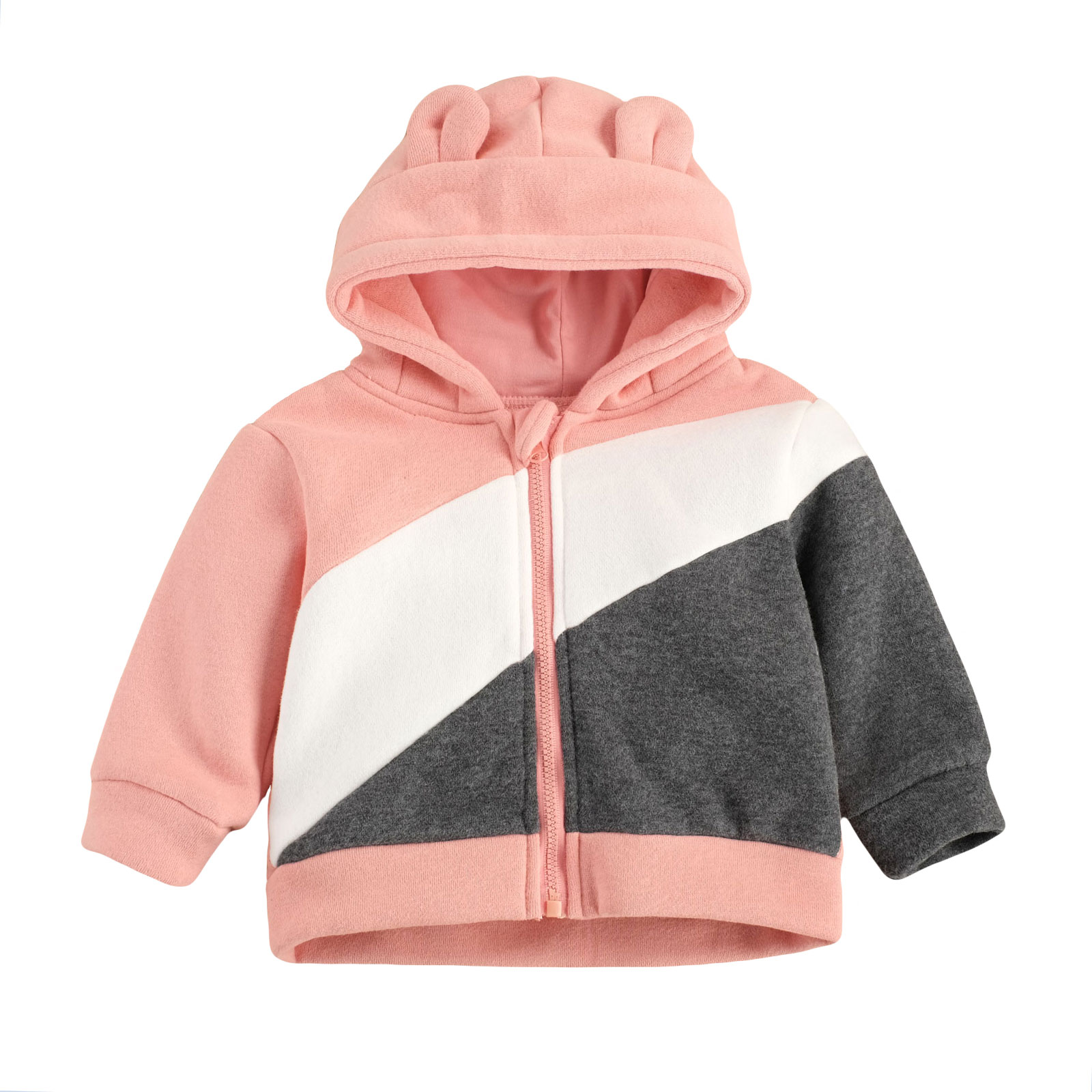 Baby Mädchen Jungen Frische Kontrast Farbe Jacke Herbst Lange-ärmeln Rundhals Reißverschluss Bär Ohren Mit Kapuze Mantel Patchwork 0-24M