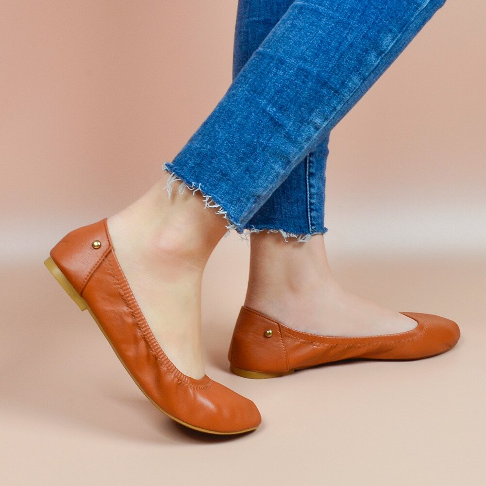 Chaussures simples à tête ronde pour femmes, plates et à rivets, en rouleau d'œuf, respirantes et décontractées, avec pédale, pour le printemps et l'été