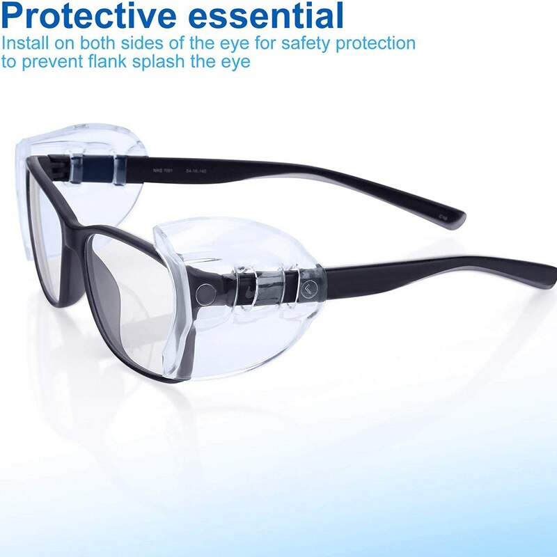 Protectores laterales para gafas de seguridad, protector lateral transparente antideslizante para gafas de seguridad, se adapta a anteojos pequeños y medianos, 12 pares