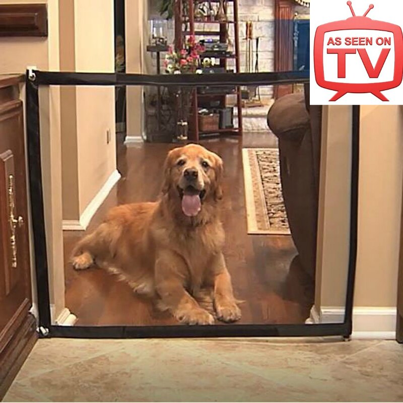Puerta mágica suave para mascotas, vallas para perros y gatos, protector de seguridad plegable portátil, malla plegable para interiores y exteriores para cachorros y gatitos: 110cm