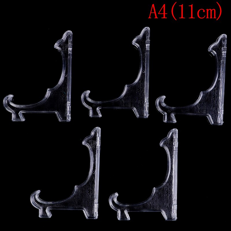 ! 5 stk mini klar plast mynt mineraler plater kort emblem display staffeli stativ holder: A4