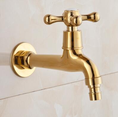 Golden Washing Machine Crane Decorative Outdoor Faucet Garden Bibcock Tap mop Faucet: Yellow