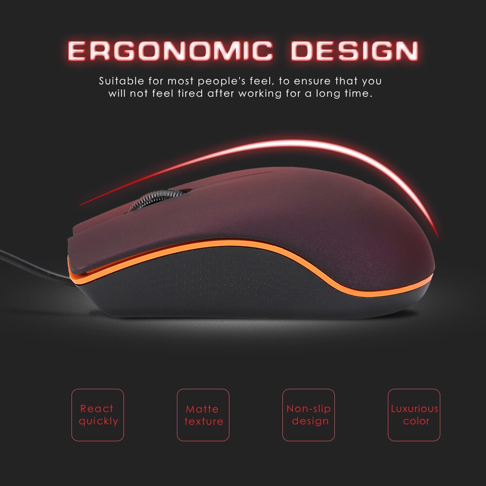 M20 Wired Mouse 1200dpi Computer Office USB Gaming Mice Optical 3 Buttons For PC Notebook Laptop Non Slip Wired Mouse Gamer