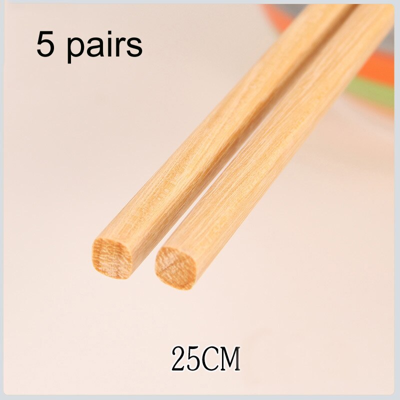 BalleenShiny 5 par chińskich naturalne drewniane bambusowe pałeczki bez lakieru bez wosku zdrowe jedzenie naczynia Sushi siekać kije Tablewrae: E