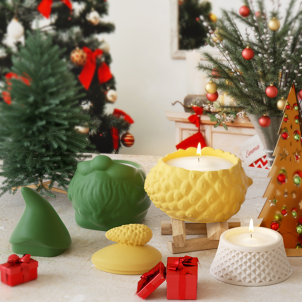 Stampo in silicone per bottiglia di immagazzinaggio di natale con coperchio scatola portacandele campana stampo in resina stampi in gesso fatti a mano fai da te decorazioni natalizie