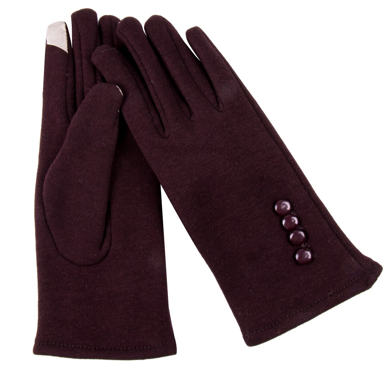 Women Ladies Button Fleece Thermal Lined Touch Screen Gloves Winter Glove