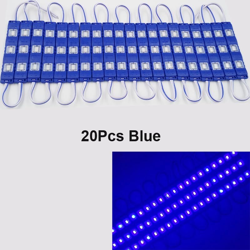 20ps 10ps ip65 5730 3 led modul vandtæt varm hvid, ren hvid, rød, grøn, blå, pink, gul sprøjtestøbningslys til  dc 12v: 20 stk blå