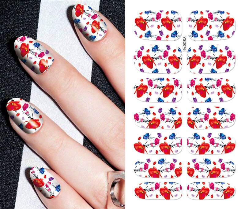 DIY Ster Magische Bloem Wijnstok Nail Water Sticker Nail Art Tips Valse Doodskist Nagels Art Tips Platte Vorm Manicure Nep nail Tips Ns-19