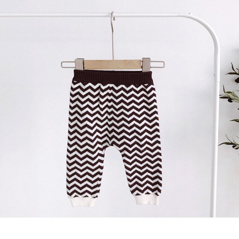 3-24M Baby Koreaanse Casual Katoenen Broek Baby Lente En Herfst Buitenste Kinderkleding Jongens Wave Patroon gebreide Broek: 73CM