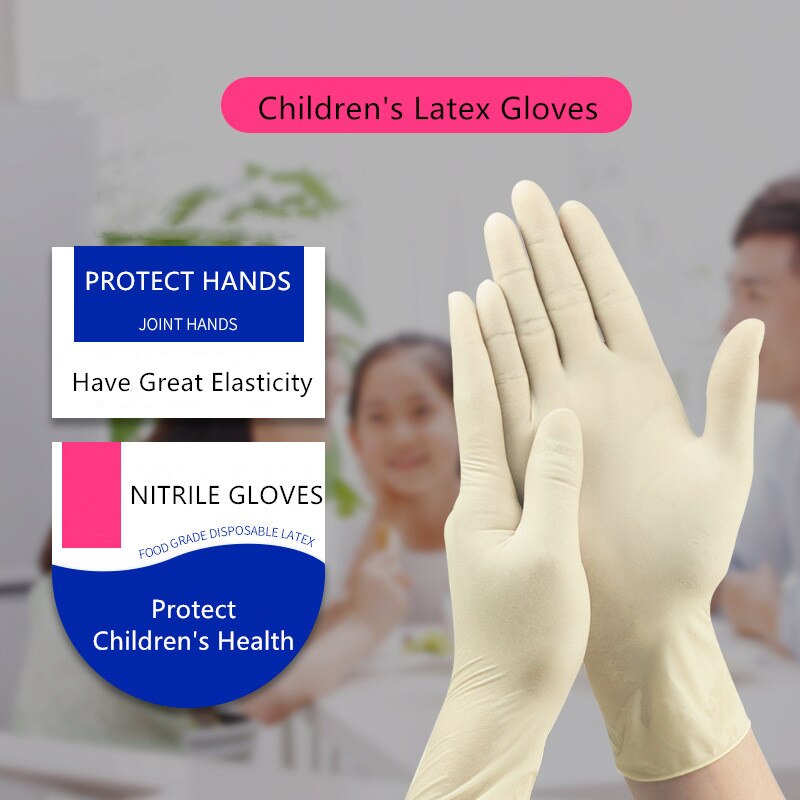 7-14t luvas de nitrilo crianças descartáveis crianças bebê látex pvc proteção inspeção borracha produto comestível bebê luvas estudante