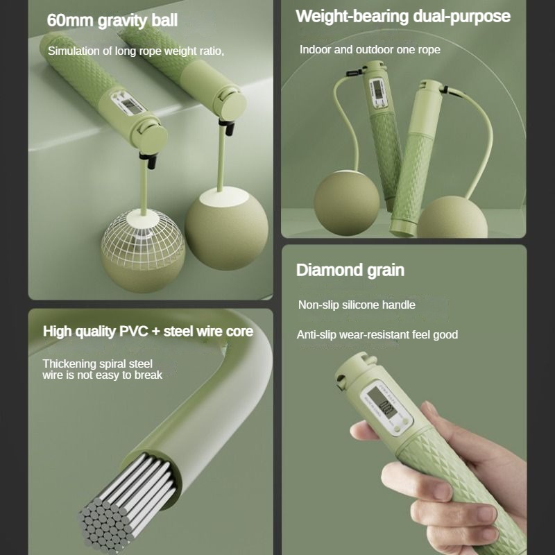 Elektronische tellende springtouw Fitness Oefening Gewichtsreductie Grote bal Draadloos springtouw voor twee doeleinden Oefening Springtouw