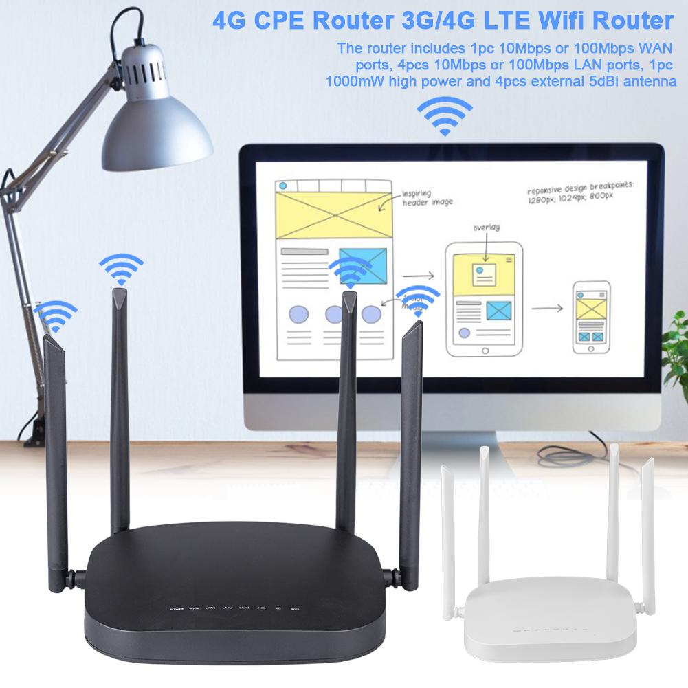 4G Cpe Router 3G 4G Lte Wifi Router 300Mbps Draadloze Router Met 4 Stuks Externe Antennes voor Meerdere Werkingsmodi Ondersteuning