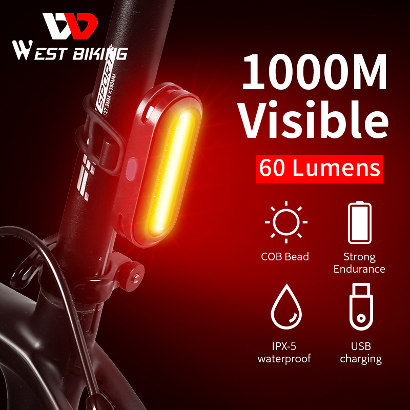 West Fietsen Fiets Achterlicht Usb Oplaadbare Led Achterlicht 6 Modus Mtb Fietsen Light Fiets Achterlicht Fiets Accessoires